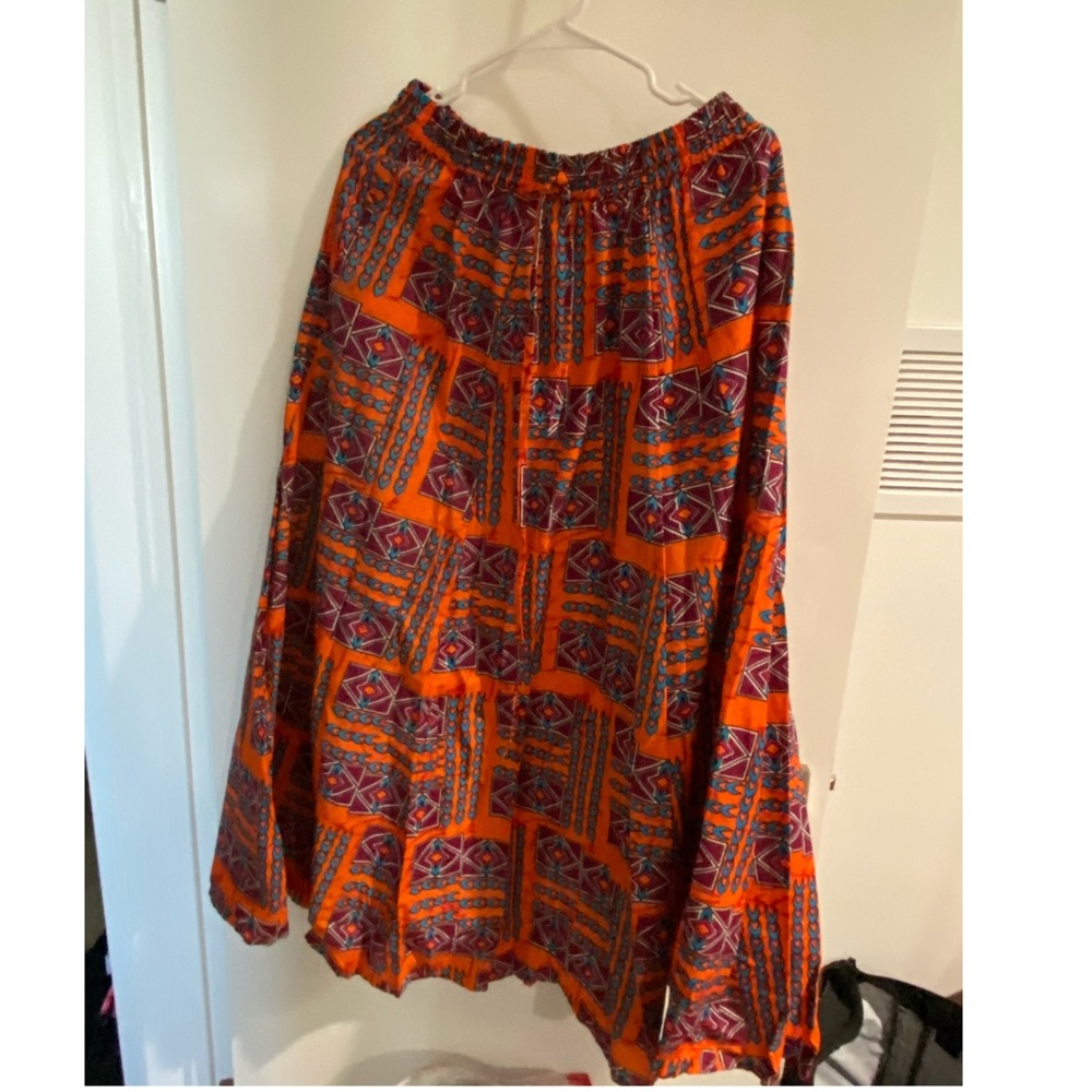 Orange patterned long skirt